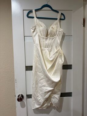 House of CB Women's Cream Satin Draped Bustier Dress